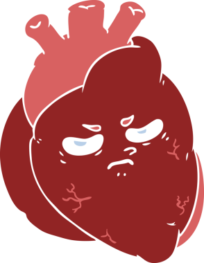 Orijinal düz renk çizgi film kalbi