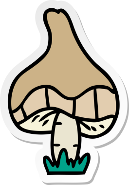 Tek bir mantarın orijinal el yazısı karikatürü.