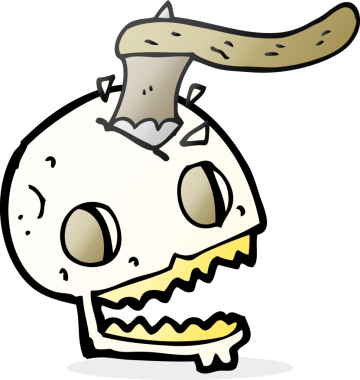 Kafatasında çizilmiş orijinal balta