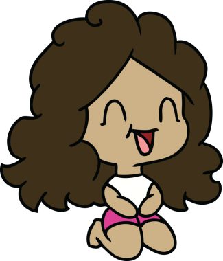 Orijinal serbest çizim tatlı kawaii mutlu kız.