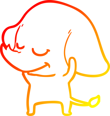 Gülen bir filin orjinal sıcak çizgi çizimi.