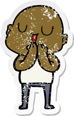 Mutlu ve kel bir adamın orijinal sıkıntılı çıkartması.