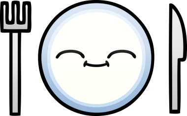 Orijinal gölgelenmiş yemek tabağı karikatürü