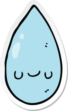 Orijinal bir çizgi film etiketi Sevimli yağmur damlası