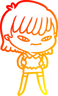 Bir çizgi film kadınının orjinal sıcak çizgi çizimi