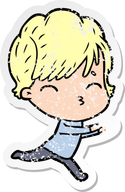 Çizgi filmdeki bir kadının orijinal sıkıntılı çıkartması