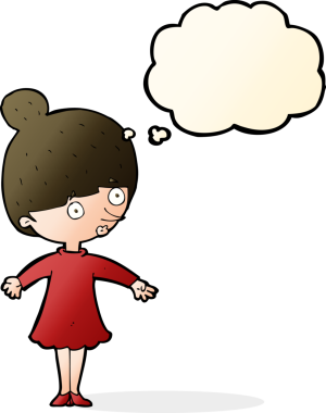 Orijinal çizgi film, düşünce balonlu kadını şaşırttı.