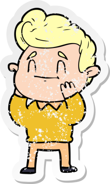 Mutlu ve şaşırmış bir çizgi film karakterinin orijinal üzgün çıkartması.