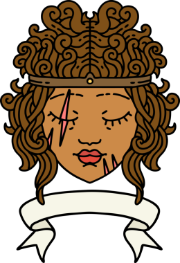 Orijinal Retro Dövme Tarzı Sancaklı Barbar İnsan Karakteri