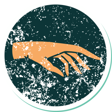 Orijinal ikonik baskı çıkartmalı dövme tarzı bir el resmi