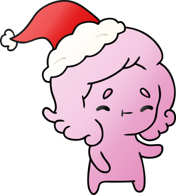 Orijinal el çizimi Kawaii hayaletinin noel karikatürü.