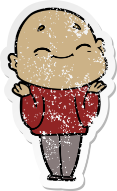 Mutlu ve kel bir adamın orijinal sıkıntılı çıkartması.