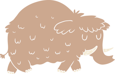 Orijinal düz renkli karikatür tarih öncesi mamut