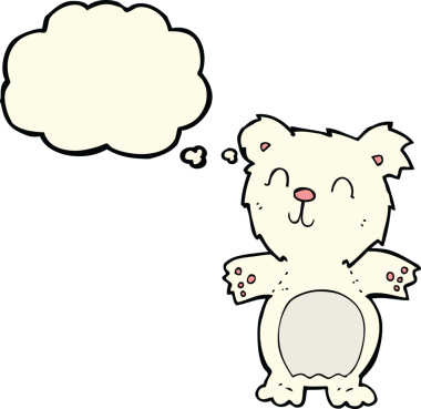 Düşünce baloncuklu şirin kutup ayısı.