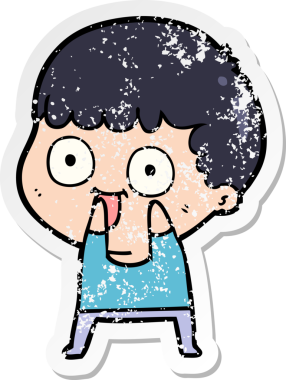 Çizgi film karakterinin kederli orijinal çıkartması