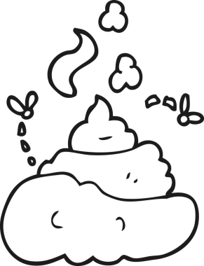 Orijinal el yazısıyla çizilmiş siyah beyaz çizgi film iğrenç kaka