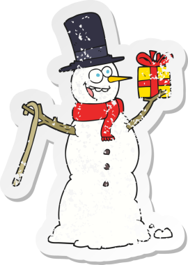 Kardan adamın elinde tuttuğu kardan adamın orijinal gerilmiş yapıştırması