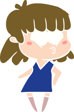 Orijinal düz renkli çizgi film ıslık çalan kız