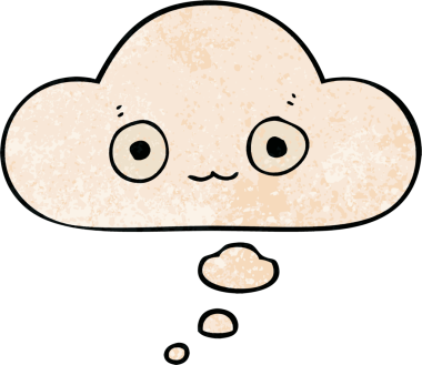 grunge doku tarzında düşünce baloncuğu olan orijinal şirin çizgi film yüzü