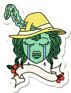 Ağlayan yarım bir Ozan karakterinin orijinal çıkartması