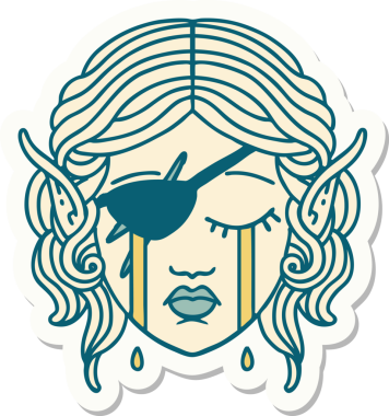 Ağlayan bir elf karakterinin orijinal çıkartması