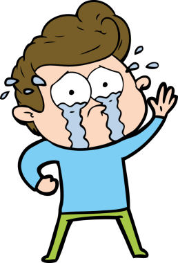 Orijinal karikatür ağlayan adam el sallıyor