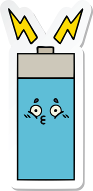 Sevimli bir karikatür aküsünün orijinal çıkartması