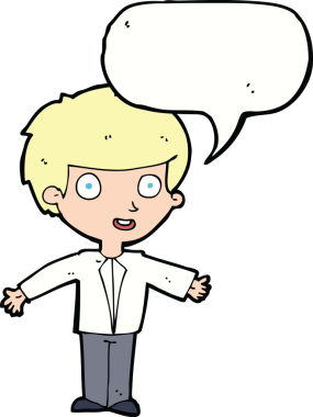 orijinal çizgi film mutlu çocuk konuşma balonu ile