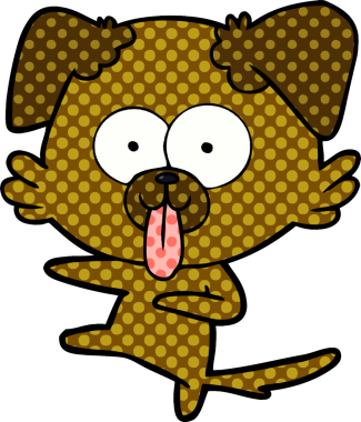 Dilini çıkarmış orijinal bir çizgi film köpeği.