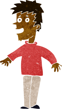 Orijinal çizgi film mutlu çocuk.