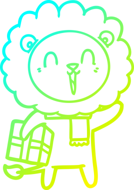 Gülen aslan çizgi filminin orjinal soğuk gradyan çizimi.