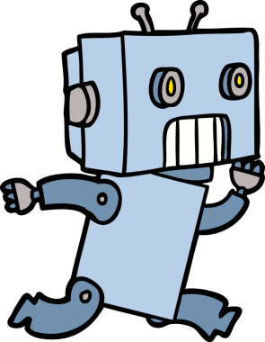 Bir insan tarafından çizilmiş orijinal çizgi film robotu