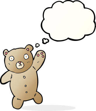 Düşünce baloncuklu orijinal şirin oyuncak ayı.