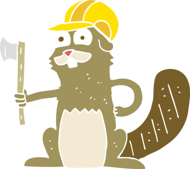 Kunduzun orijinal düz renk çizimi