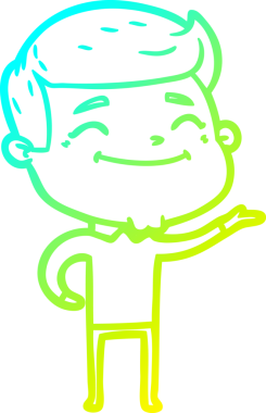 Mutlu bir çizgi film karakterinin orijinal soğuk gradyan çizimi