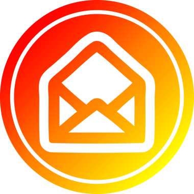 Sıcak gradyan bitiş ile orijinal zarf harfi dairesel simgesi