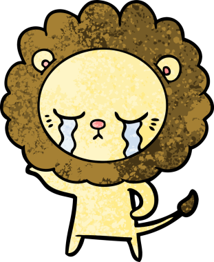 Bir insan tarafından çizilmiş orijinal ağlayan çizgi film aslanı.