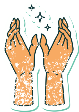 Ellere ulaşmanın orijinal ikonik baskı stili dövme görüntüsü