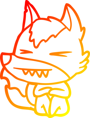 Kızgın bir kurt çizgi filminin orjinal sıcak çizgi çizimi