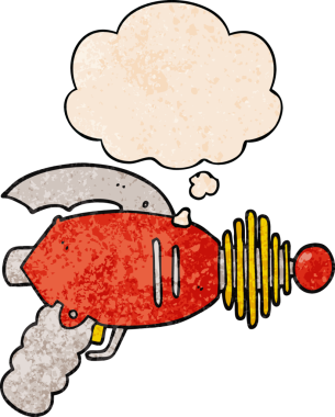 grunge desen tarzında düşünce baloncuğu olan orijinal çizgi film ışın tabancası