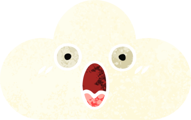 Beyaz bir bulutun orijinal retro çizim tarzı