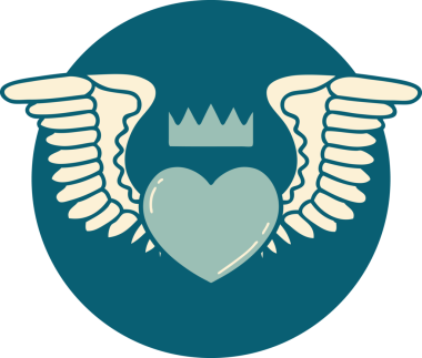 Orijinal ikonik dövme stili kanatlı bir kalbin görüntüsü