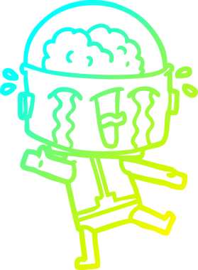 Bir çizgi film ağlayan robotunun orijinal soğuk gradyan çizimi