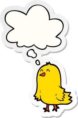 Yazılı çıkartma olarak düşünce baloncuğu olan orijinal çizgi film kuşu