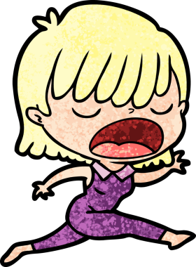 Orijinal çizgi film kadını yüksek sesle konuşuyor.