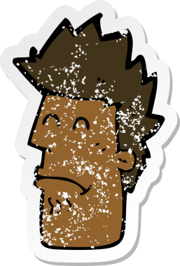 Hasta hisseden bir çizgi film karakterinin orijinal gerilim çıkartması.