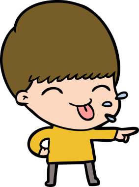 Orijinal çizgi film çocuğu dilini çıkartıyor.