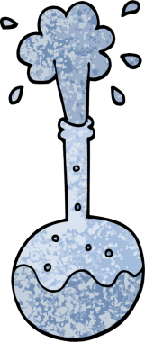 Orijinal grunge desenli karikatür kaynayan bilim şişesi.