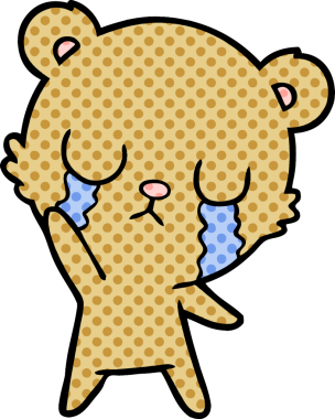 Orijinal ağlayan çizgi film ayısı el sallıyor