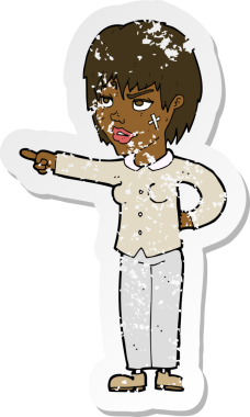 Çizgi film karakterinin gerilmiş orijinal çıkartması.